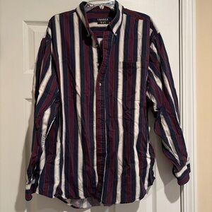 Maroon and Navy Striped Men's Shirt